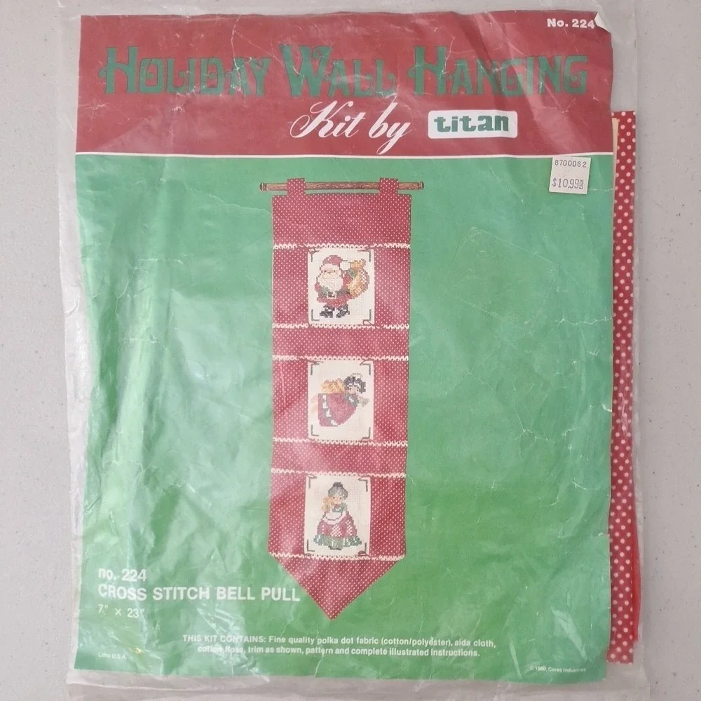 Vintage TITAN Holiday Stitchery Wall Hanging Kit No. 224 Christmas Cross Stitch